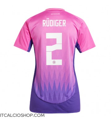 Germania Antonio Rudiger #2 Seconda Maglia Femmina Europei 2024 Manica Corta